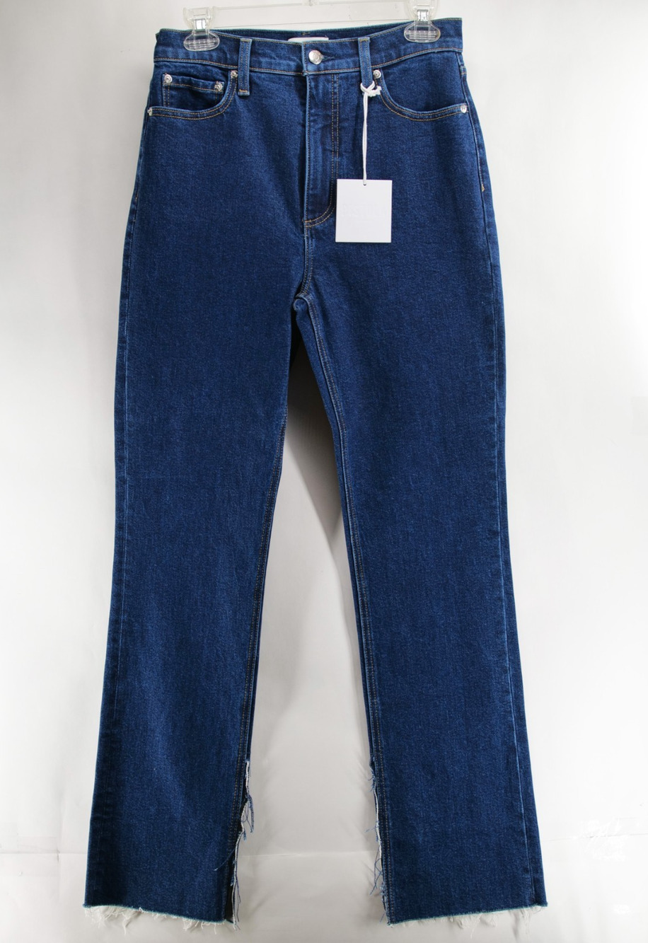 Pistola NWT Colleen Super High Rise Slim Bootcut Jeans Bijou Blue Raw Hem 28
